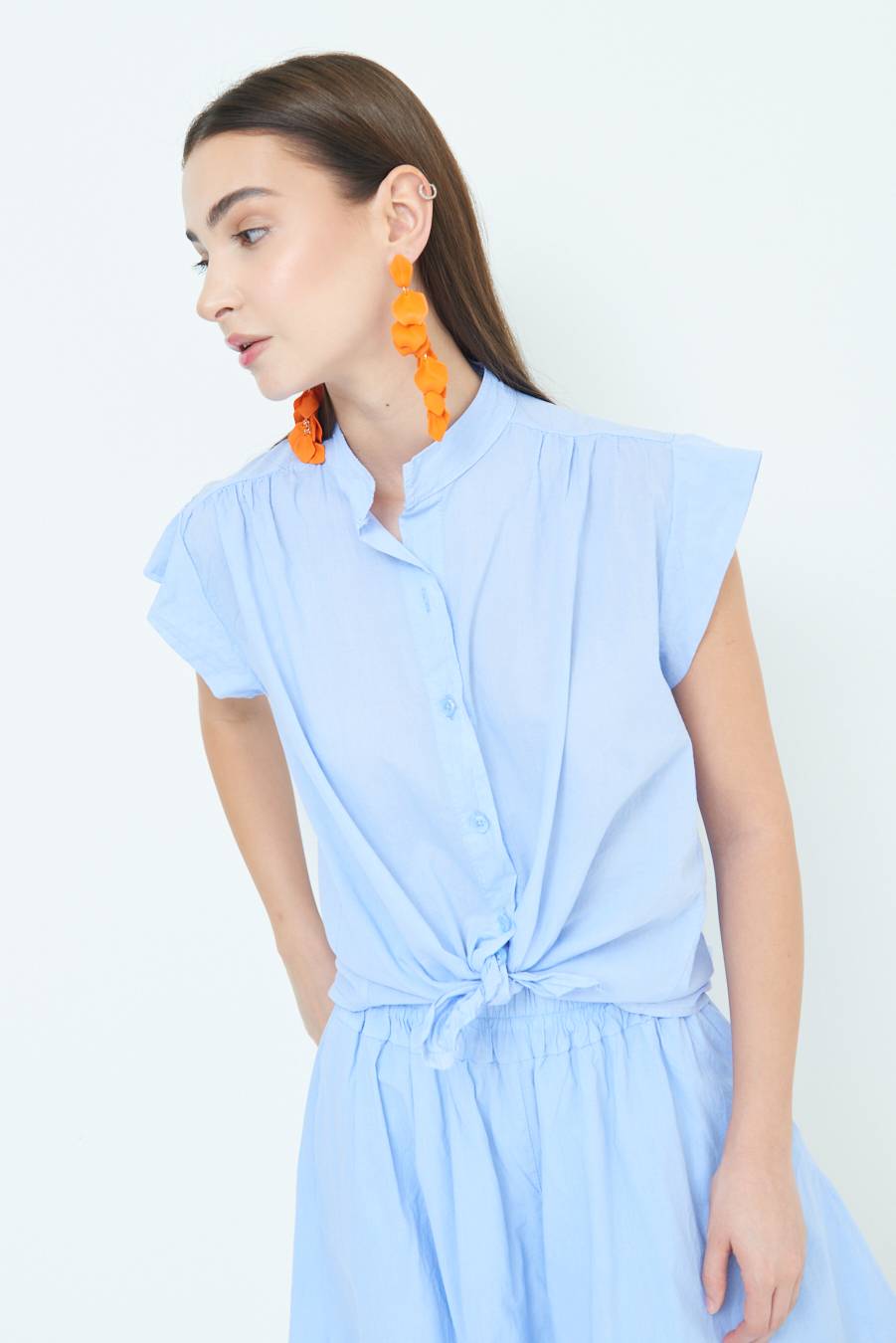Kikisix CAMICIA SMANICATA CON NODO AZZURRO Italy