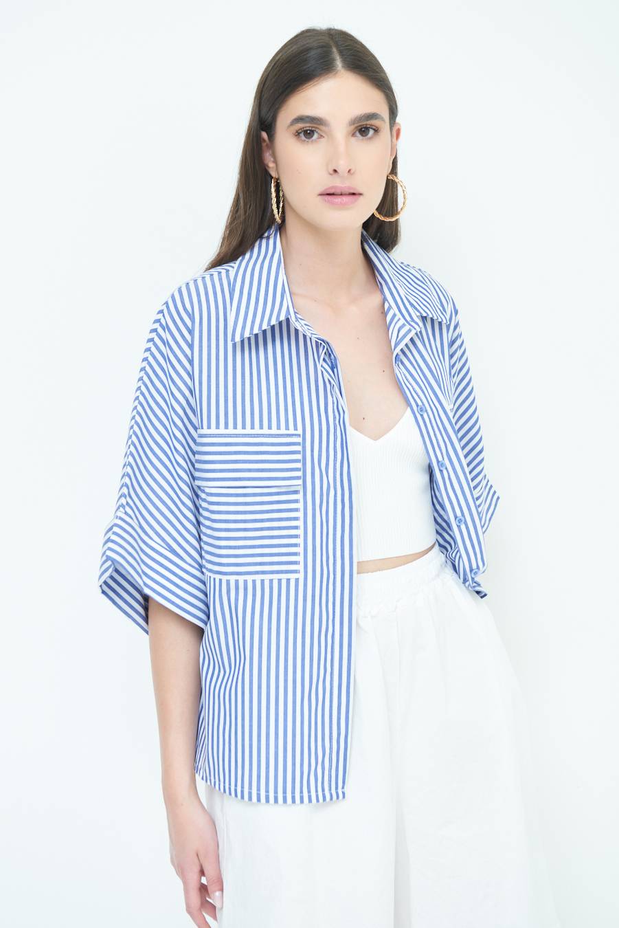 Kikisix CAMICIA OVER CON TASCHE BLU 2025