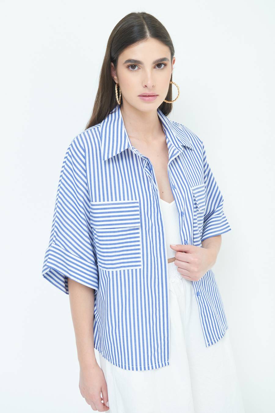 Kikisix CAMICIA OVER CON TASCHE BLU 2025
