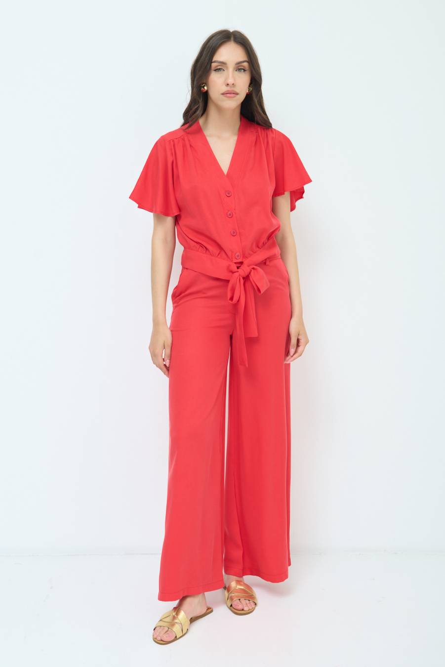 Kikisix CAMICIA SCOLLO AMPIO ROSSO Negozi Online