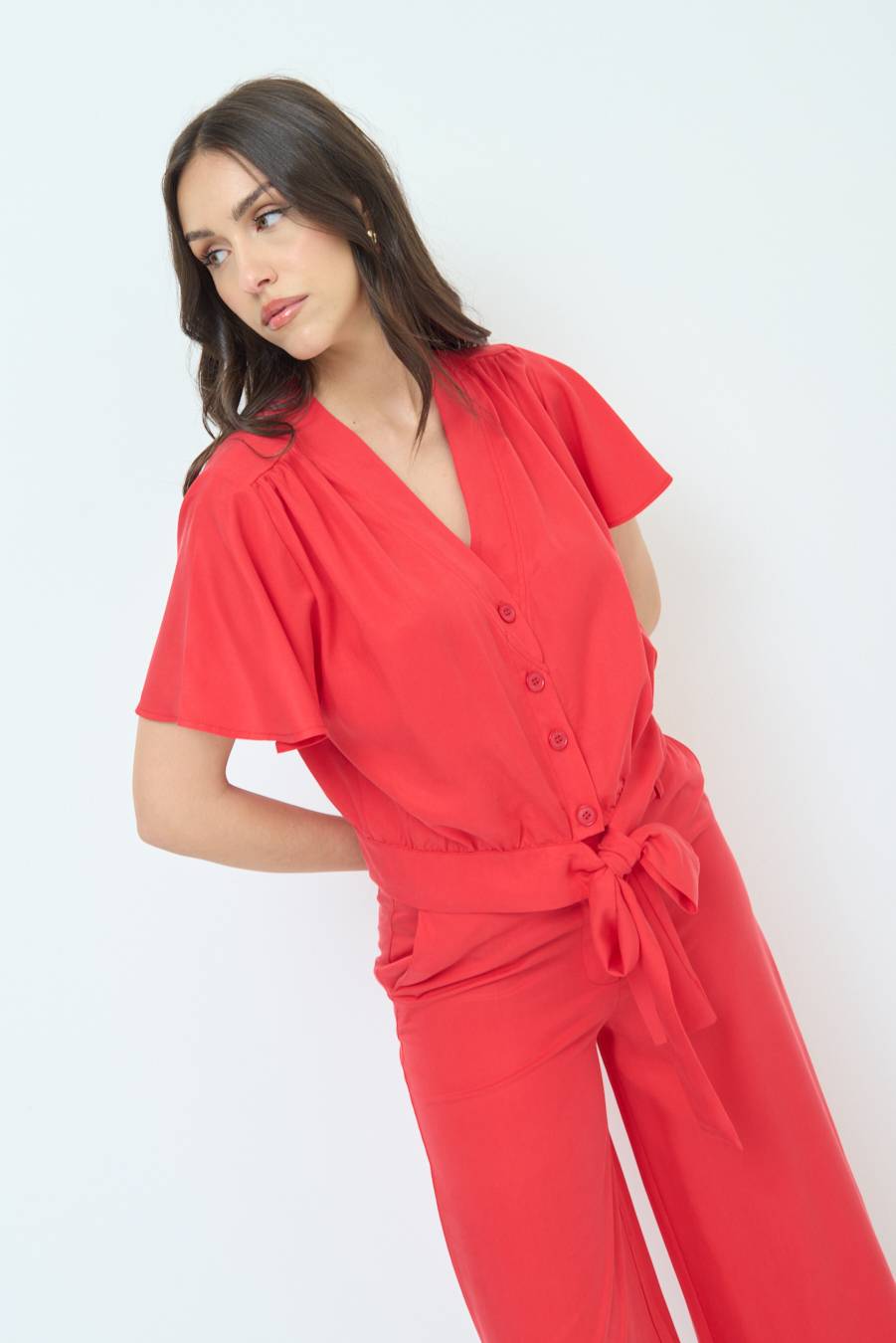 Kikisix CAMICIA SCOLLO AMPIO ROSSO Negozi Online