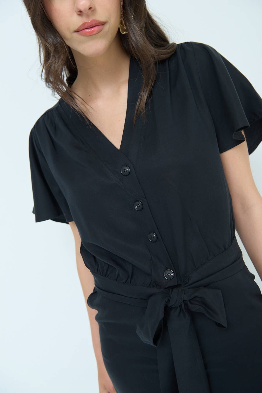 Kikisix CAMICIA SCOLLO AMPIO NERO Consegna Veloce