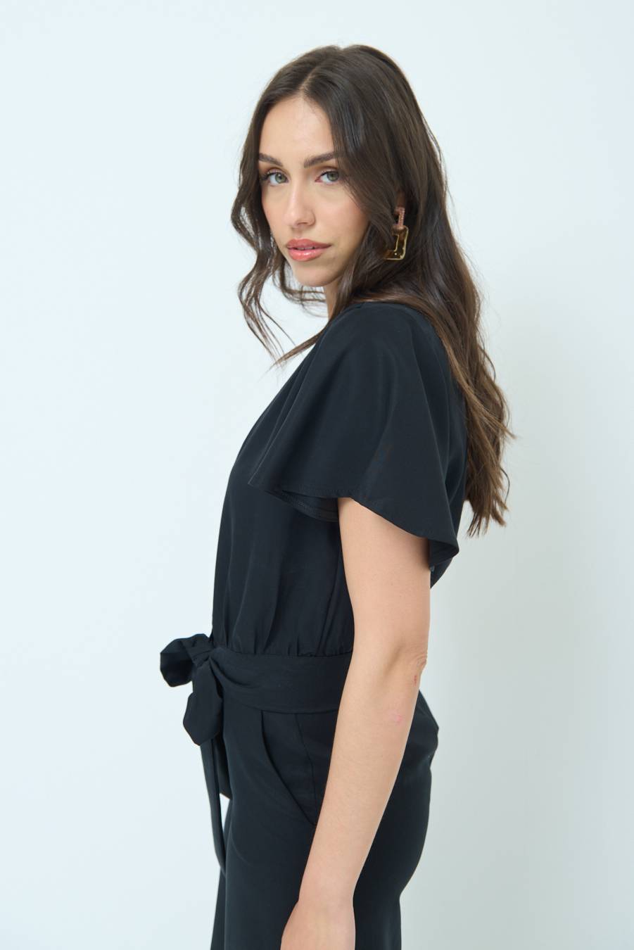 Kikisix CAMICIA SCOLLO AMPIO NERO Consegna Veloce