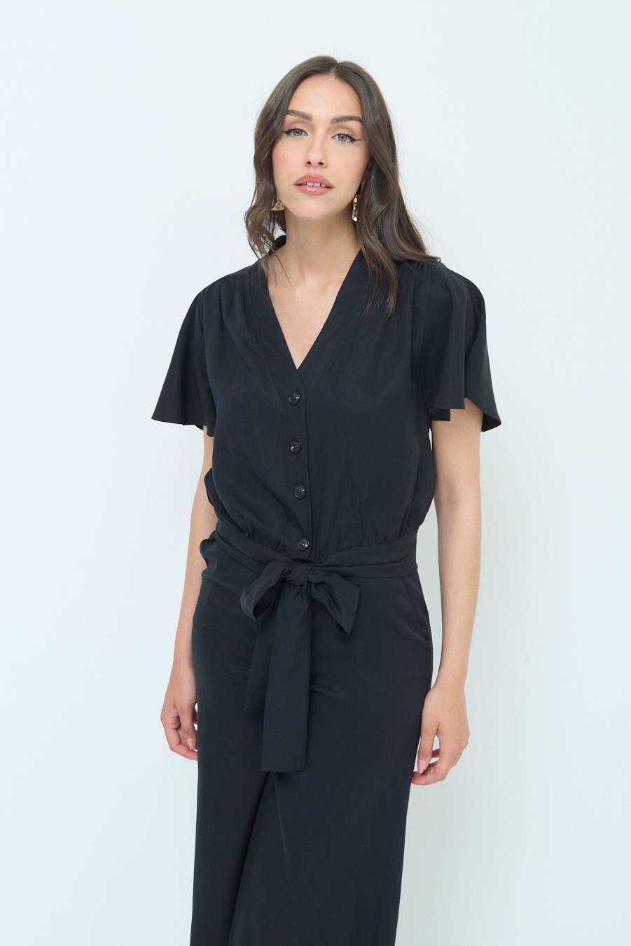 Kikisix CAMICIA SCOLLO AMPIO NERO Consegna Veloce