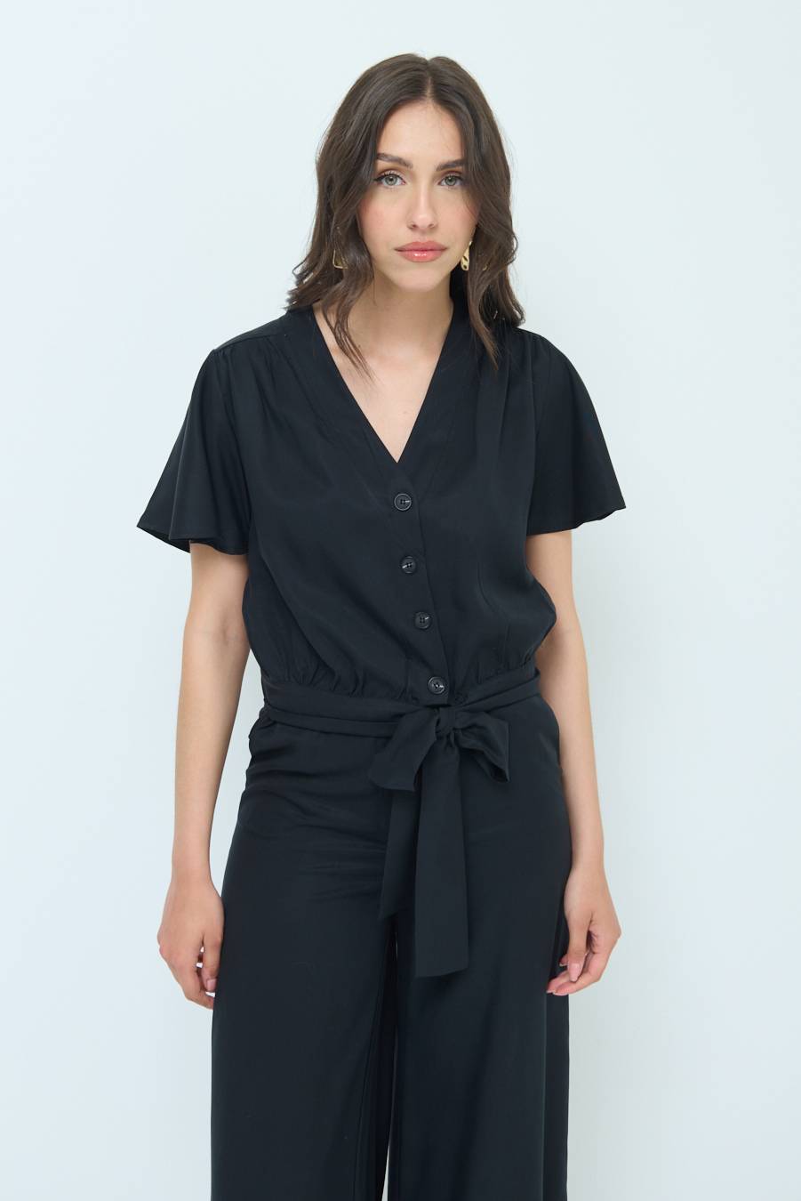 Kikisix CAMICIA SCOLLO AMPIO NERO Consegna Veloce
