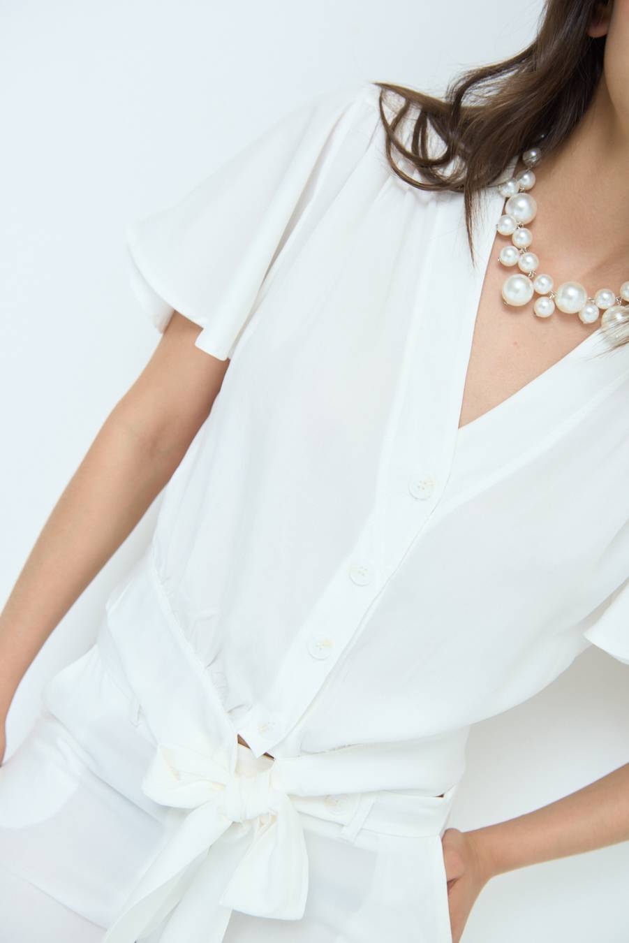 Kikisix CAMICIA SCOLLO AMPIO BIANCO Promozione Limitata