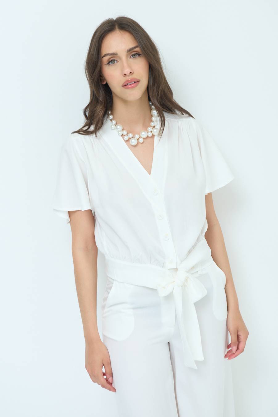 Kikisix CAMICIA SCOLLO AMPIO BIANCO Promozione Limitata