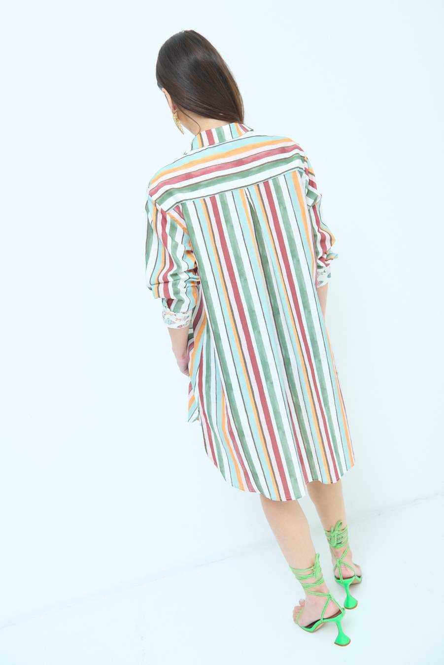 Kikisix CAMICIONE INSERTO RIGA. FANTASIA PESCE VERDE/OCRA Fino Al -60%
