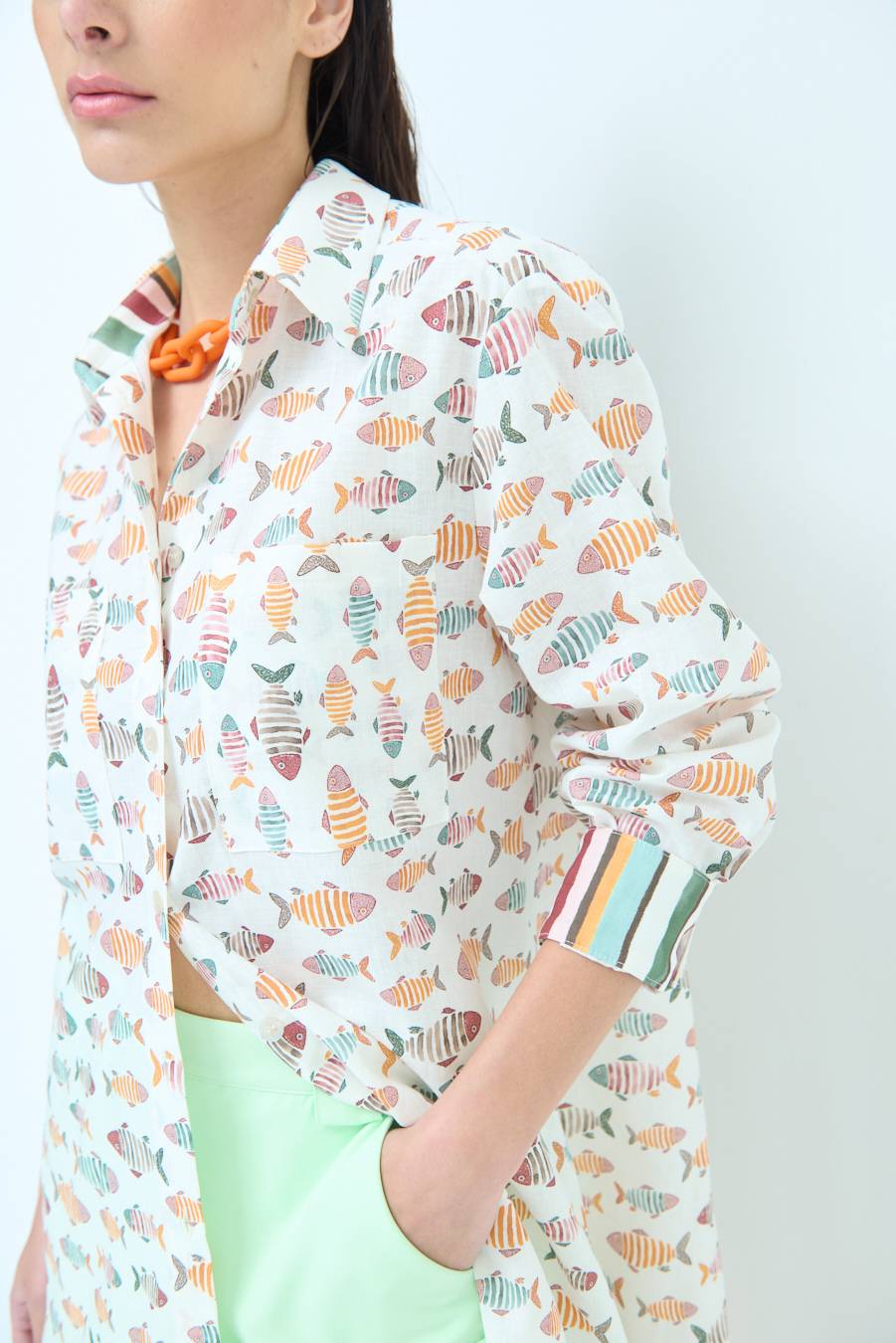 Kikisix CAMICIONE INSERTO DOPPIA FANTASIA VERDE/OCRA Shopping Online