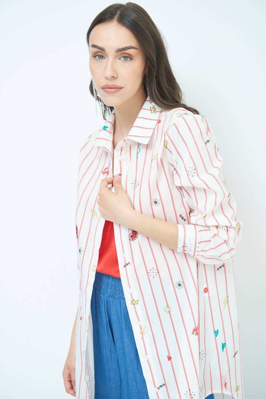 Kikisix CAMICIA ABITO FANTASIA ROSSO/BURRO Affare Del Giorno