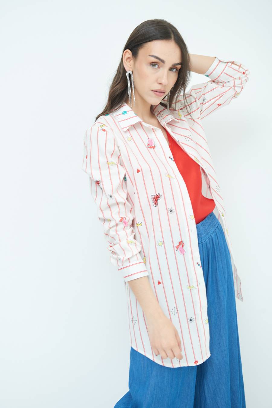 Kikisix CAMICIA ABITO FANTASIA ROSSO/BURRO Affare Del Giorno