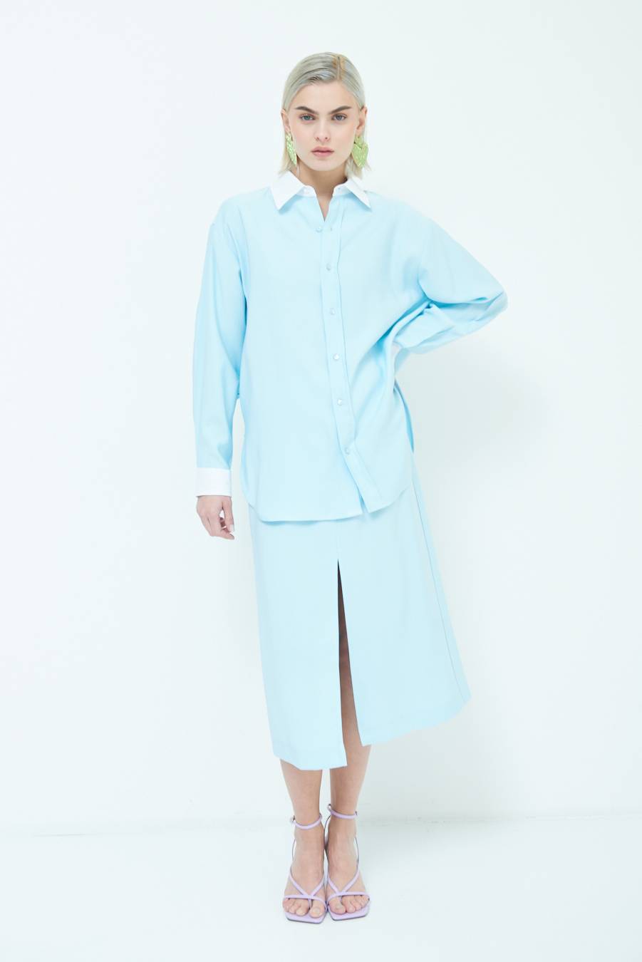 Kikisix CAMICIA COLLETTO B.CO CELESTE Offerta