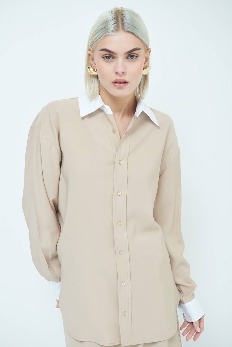 Kikisix CAMICIA COLLETTO B.CO BEIGE Economico