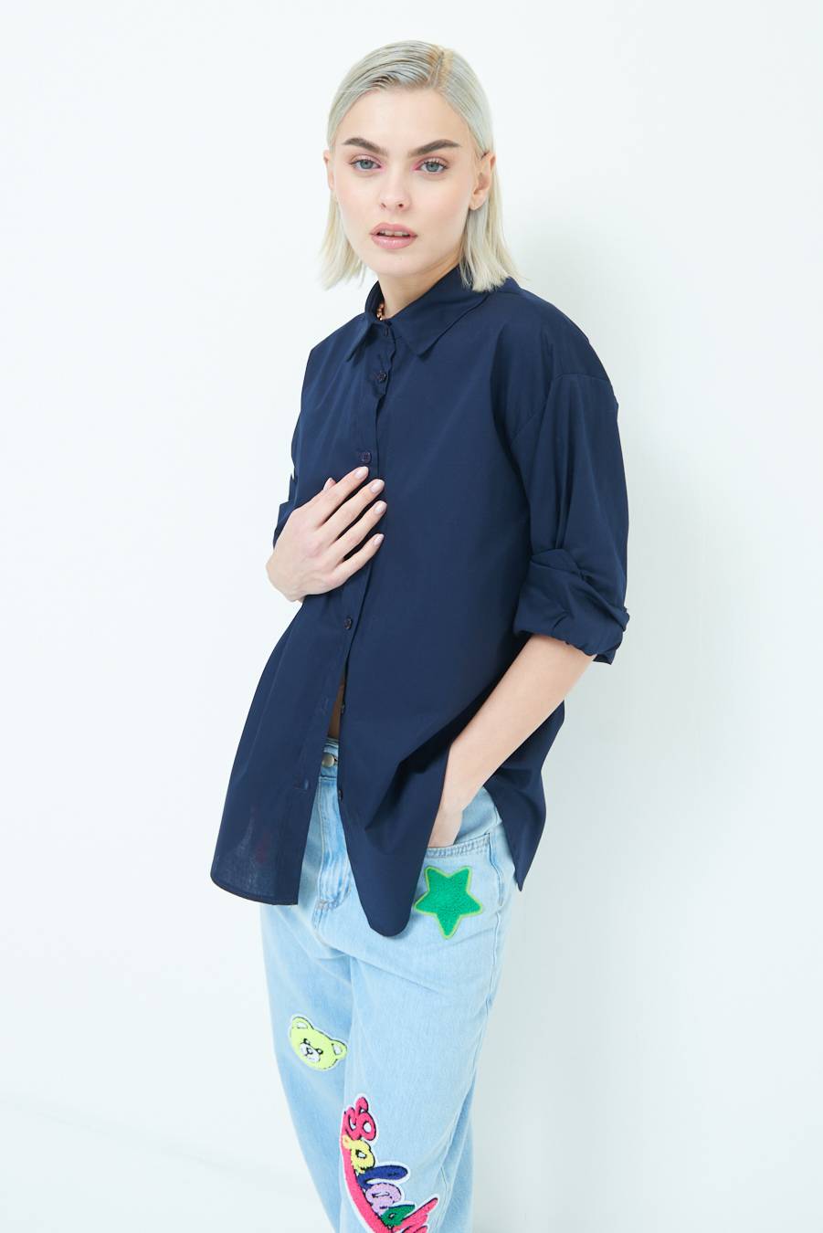 Kikisix CAMICIA MANICA AMPIA BLU Online