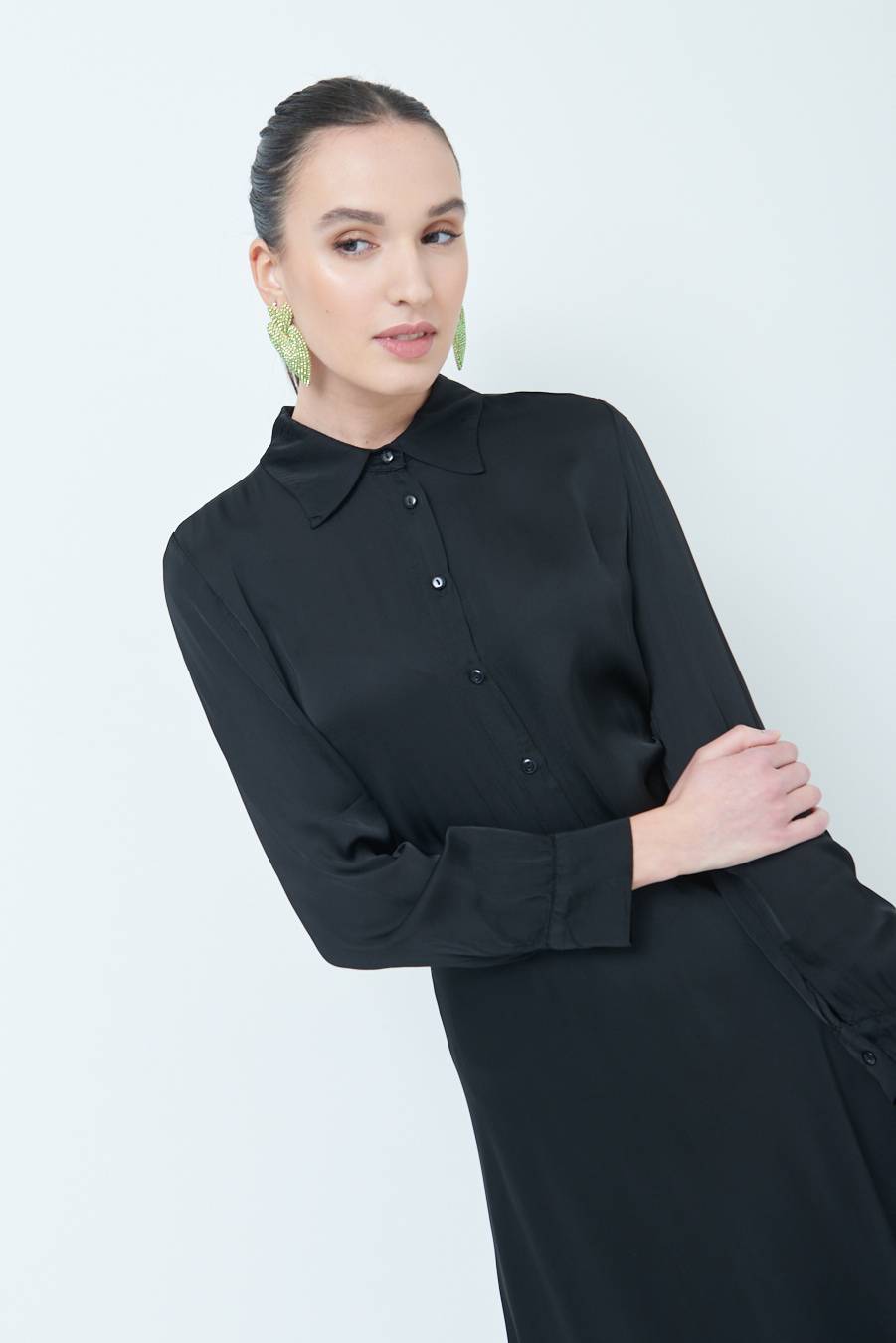 Kikisix CAMICIA RASO VISCOSA NERO Outlet