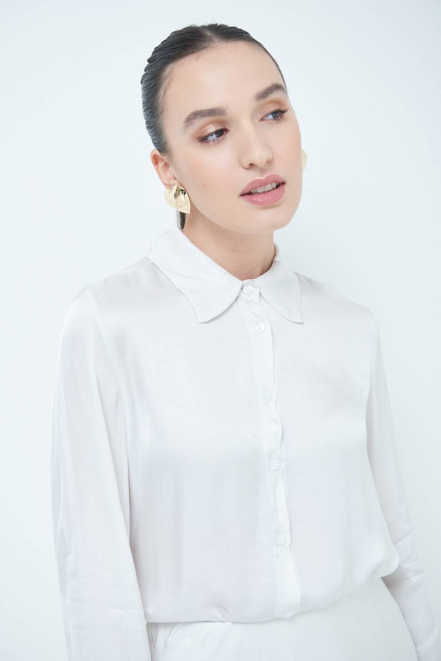 Kikisix CAMICIA RASO VISCOSA BEIGE In Vendita