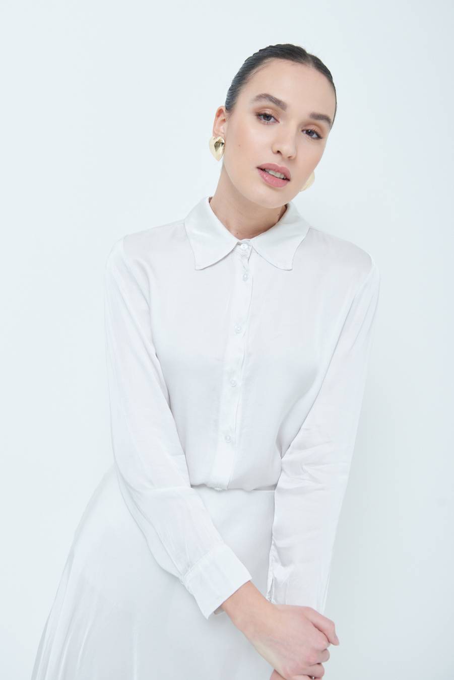 Kikisix CAMICIA RASO VISCOSA BEIGE In Vendita