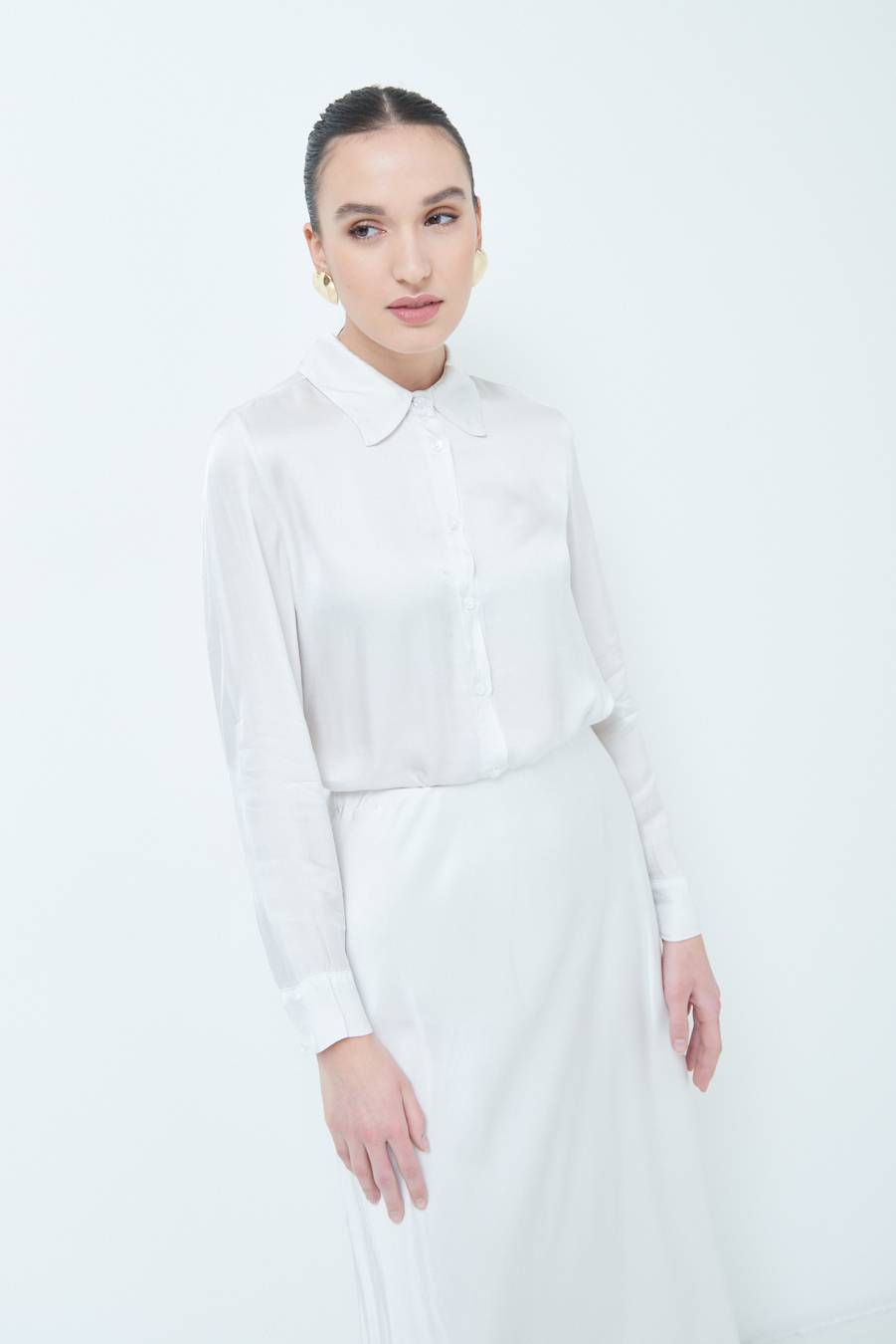 Kikisix CAMICIA RASO VISCOSA BEIGE In Vendita