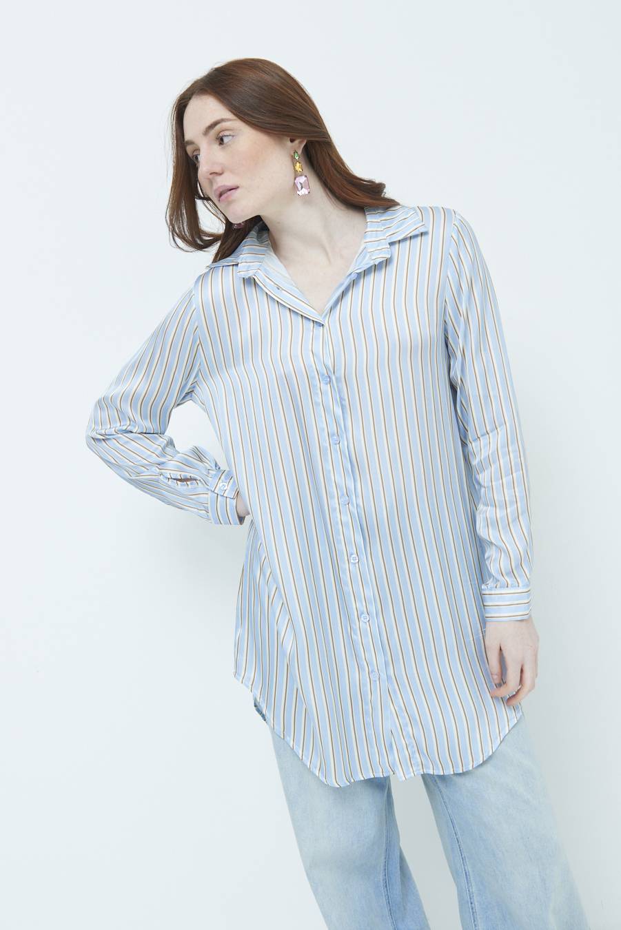 Kikisix CAMICIA LUNGA RIG. CELESTE Vendita Economica