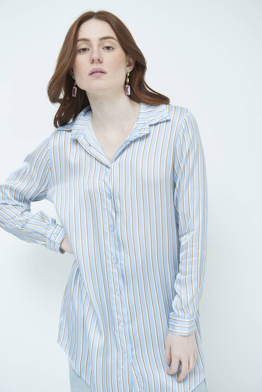 Kikisix CAMICIA LUNGA RIG. CELESTE Vendita Economica