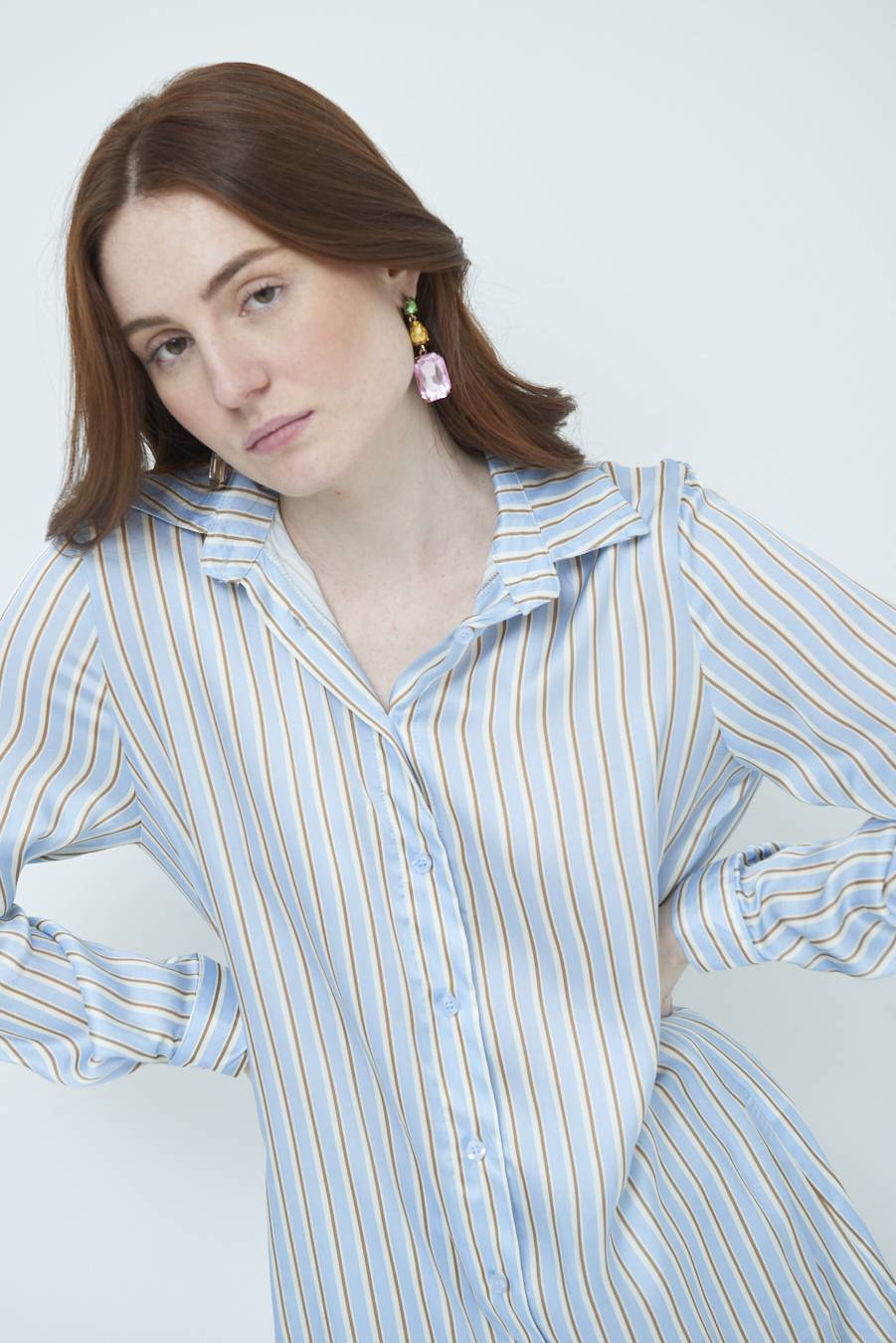 Kikisix CAMICIA LUNGA RIG. CELESTE Vendita Economica