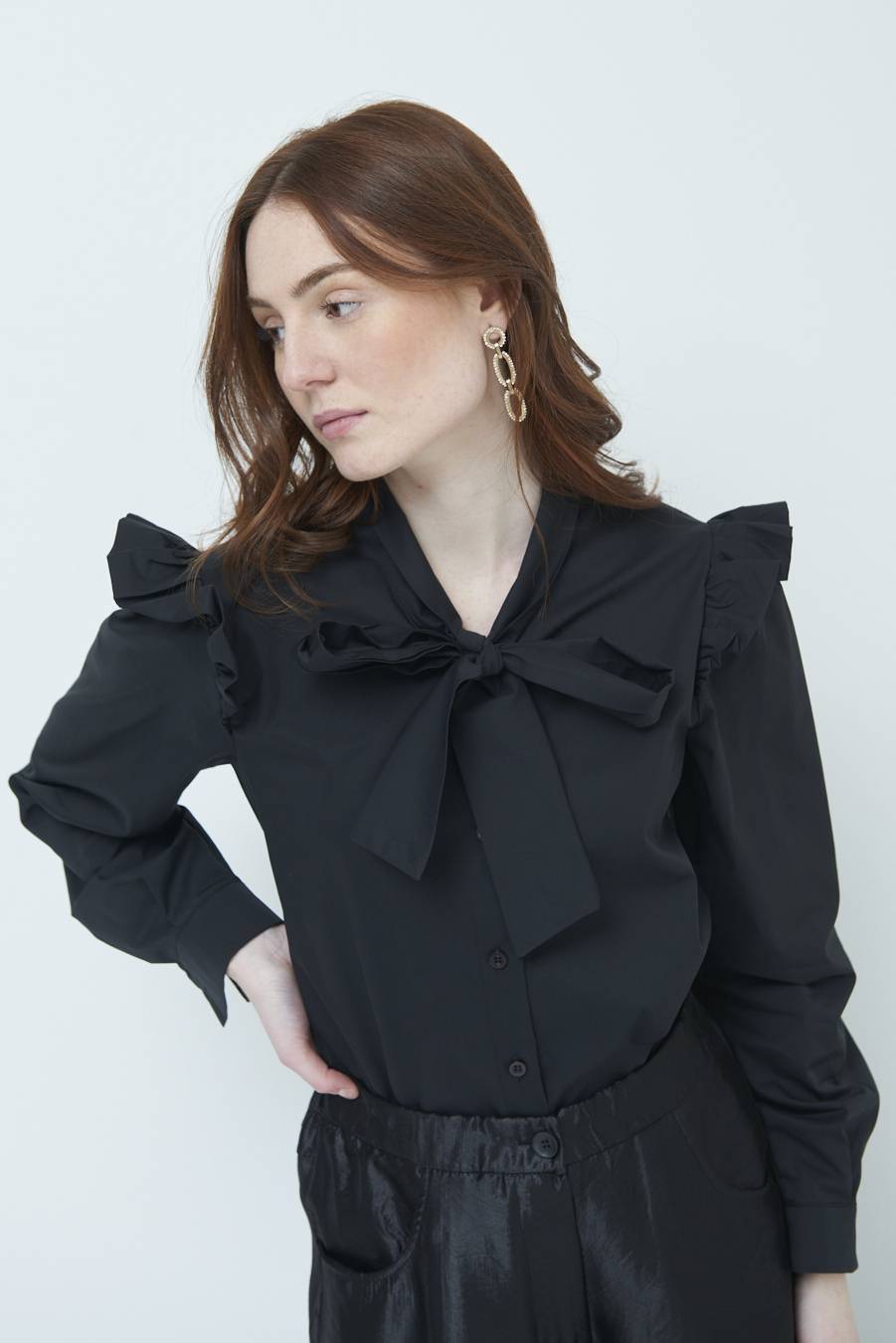 Kikisix CAMICIA NODO DAV. NERO Moda