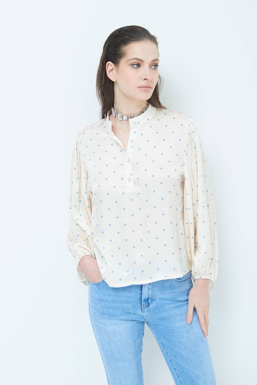 Kikisix CASACCA POIS RASO AZZURRO Promozione Limitata