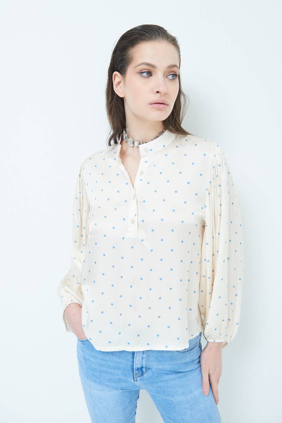 Kikisix CASACCA POIS RASO AZZURRO Promozione Limitata