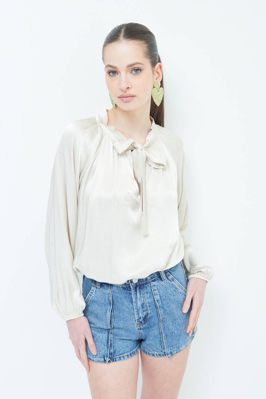 Kikisix CASACCA RASO VISCOSA FIOCCO/CRAVATTA BEIGE Shopping Online
