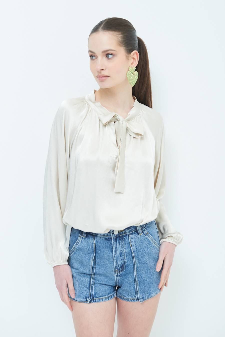 Kikisix CASACCA RASO VISCOSA FIOCCO/CRAVATTA BEIGE Shopping Online