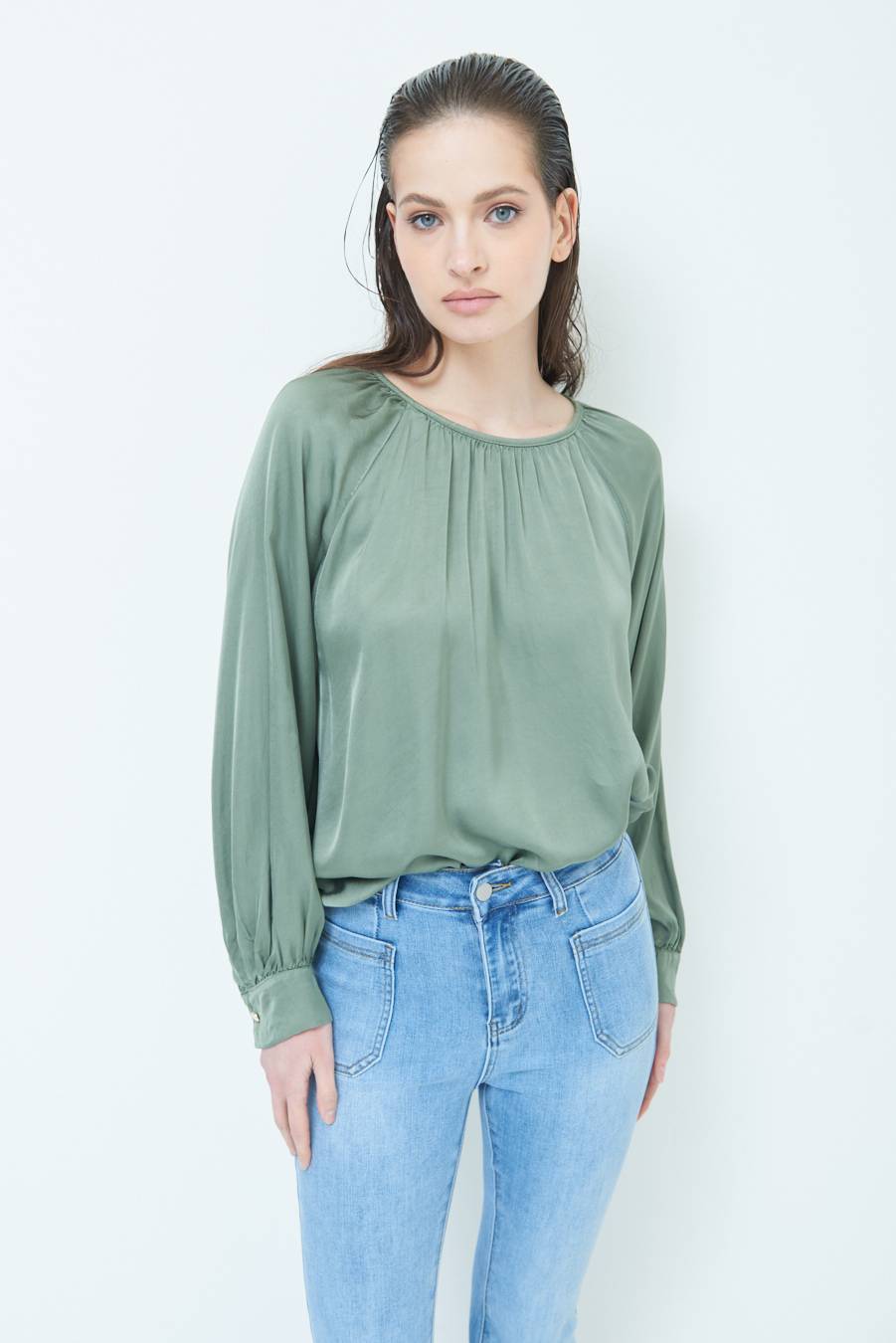 Kikisix CASACCA RASO VISCOSA INCRESPATA COLLO MILITARE Prezzo Ridotto
