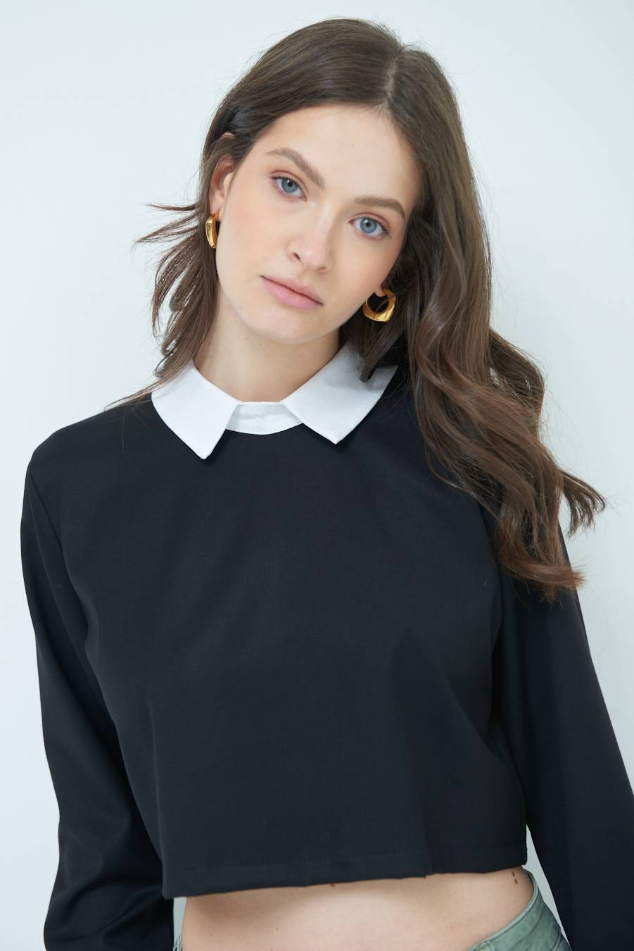 Kikisix CASACCA FINTA CAMICIA BIANCO/NERO Sconto