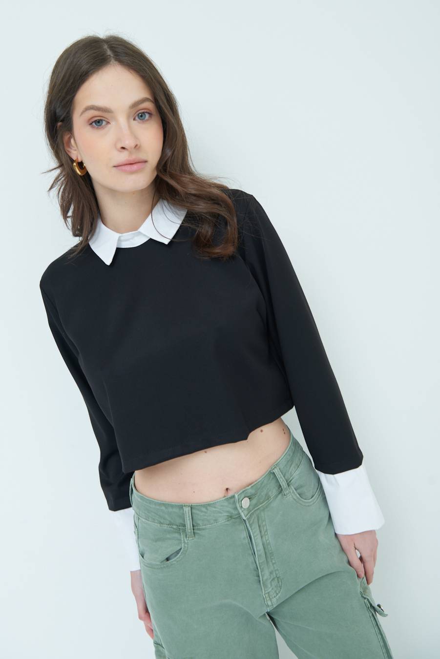Kikisix CASACCA FINTA CAMICIA BIANCO/NERO Sconto