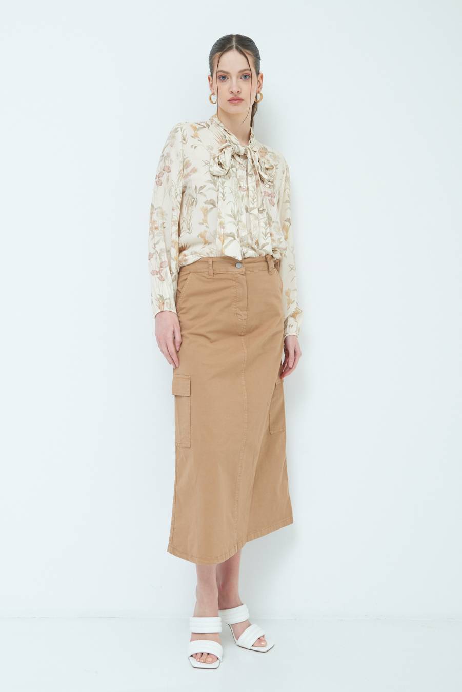 Kikisix GONNA CON TASCONI BEIGE Promozione Limitata
