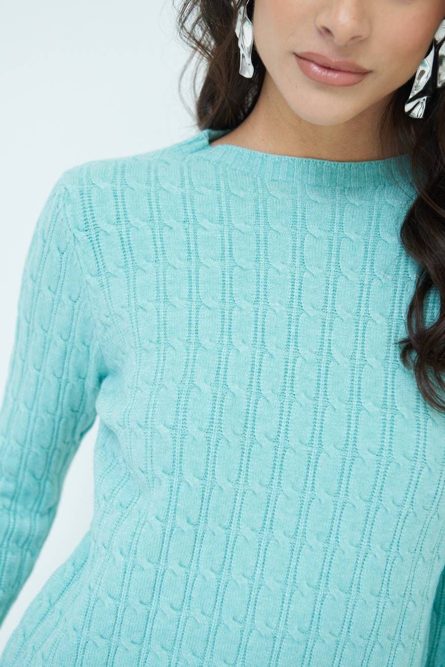 Kikisix MAGLIA PARICOLLO DISEGNO TRECCIA MENTA Promozione Limitata