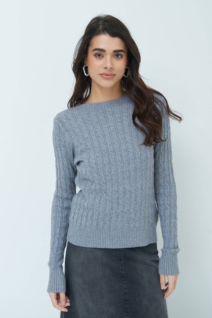 Kikisix MAGLIA PARICOLLO DISEGNO TRECCIA GRIGIO Fino Al -60%