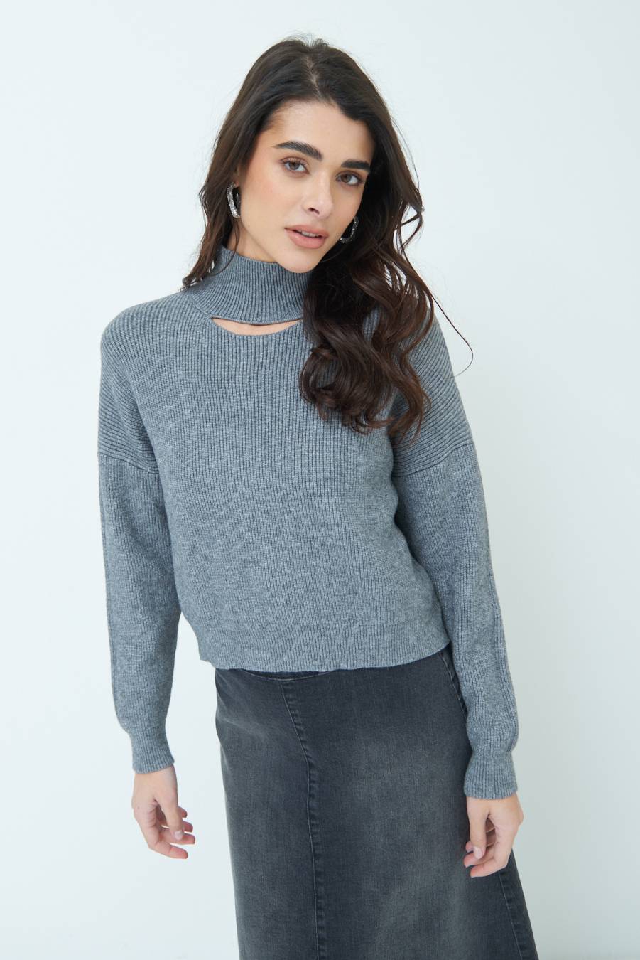 Kikisix MAGLIA COSTINA BUCO DAV. GRIGIO Affare Del Giorno