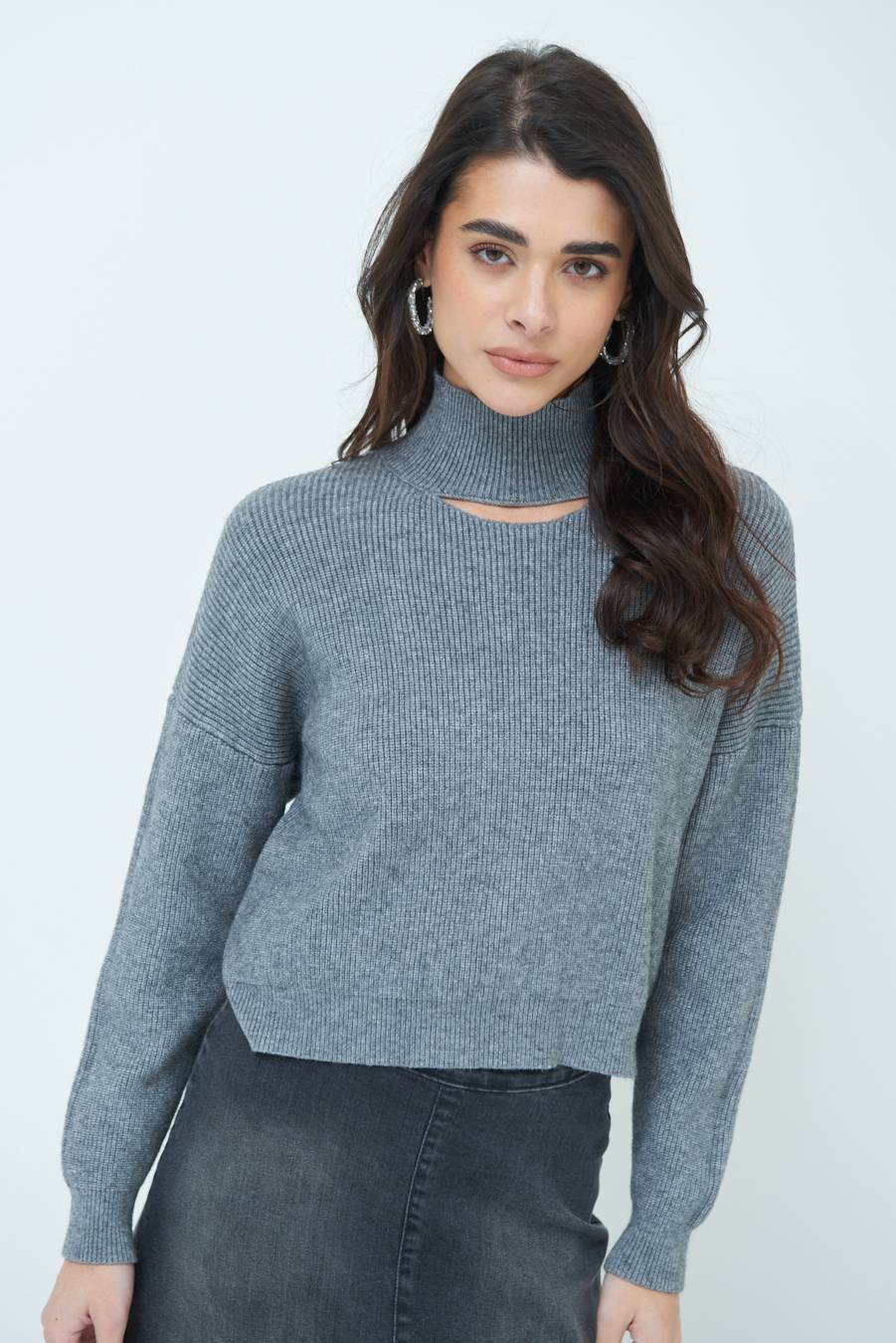 Kikisix MAGLIA COSTINA BUCO DAV. GRIGIO Affare Del Giorno