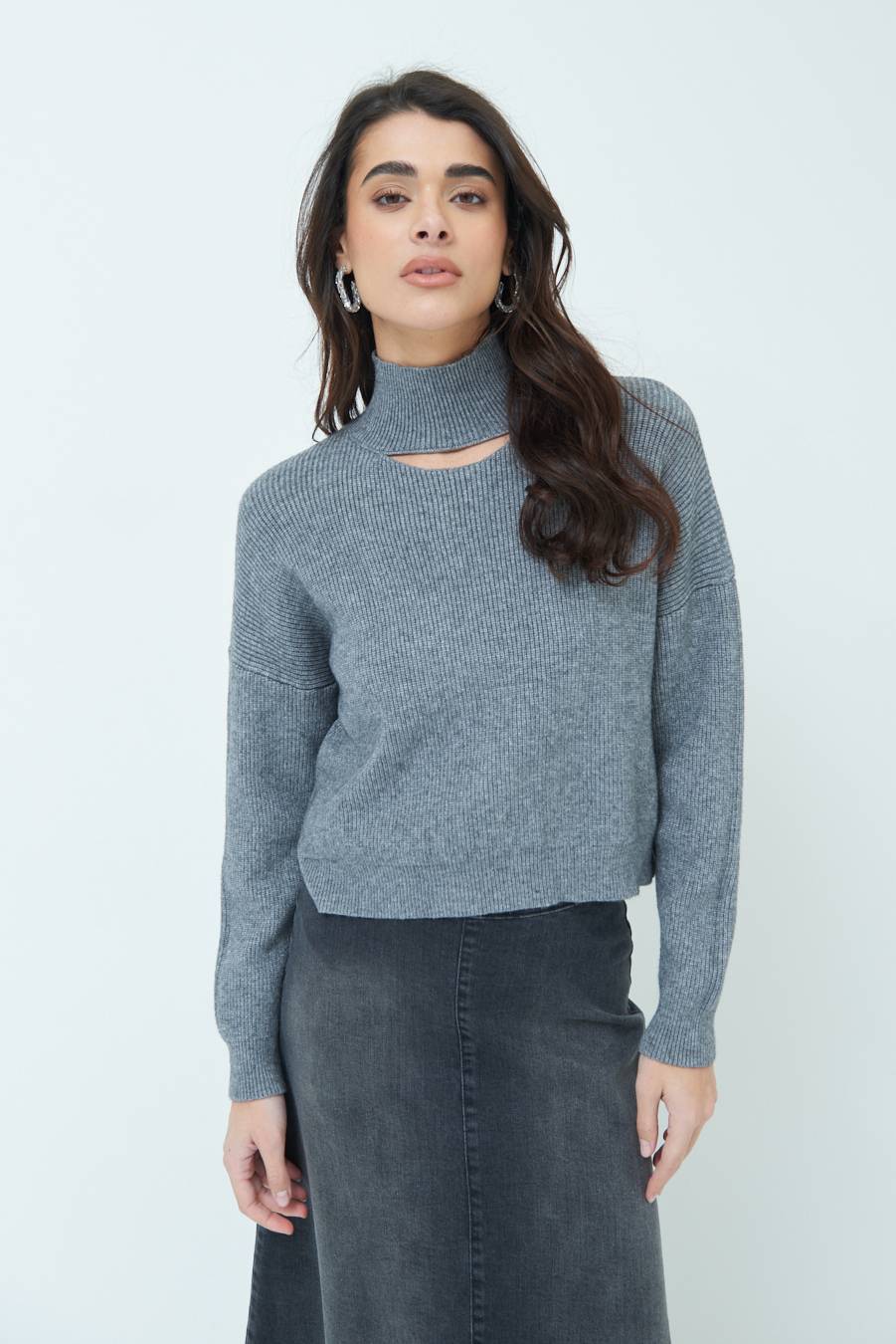 Kikisix MAGLIA COSTINA BUCO DAV. GRIGIO Affare Del Giorno