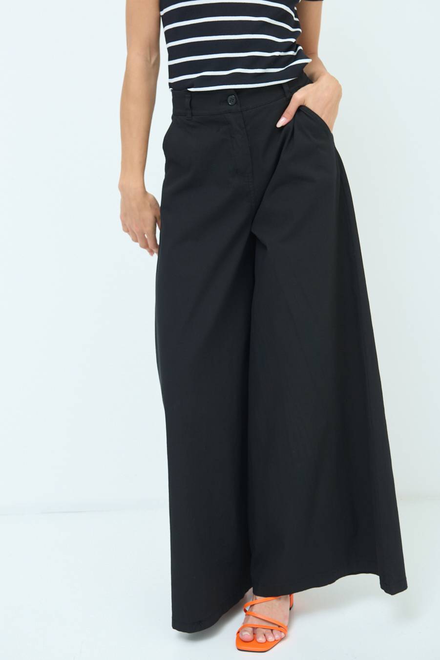 Kikisix PANTALONE PALAZZO COTONE NERO Negozio