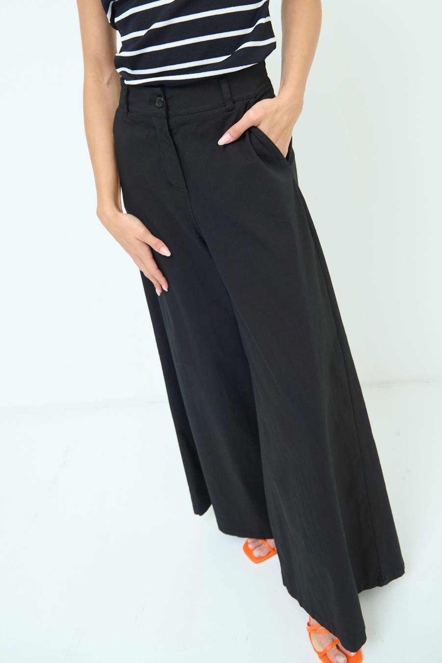 Kikisix PANTALONE PALAZZO COTONE NERO Negozio