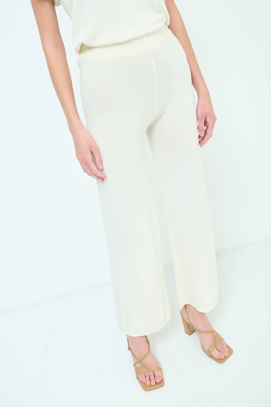 Kikisix PANTALONE PALAZZO MAGLIERIA BURRO Black Friday