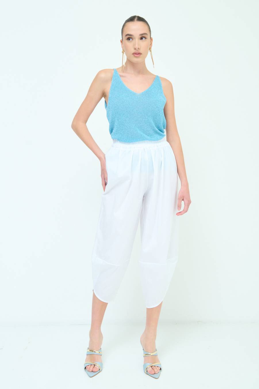 Kikisix PANTALONE OVER BIANCO Offerta per la Festa della Mamma