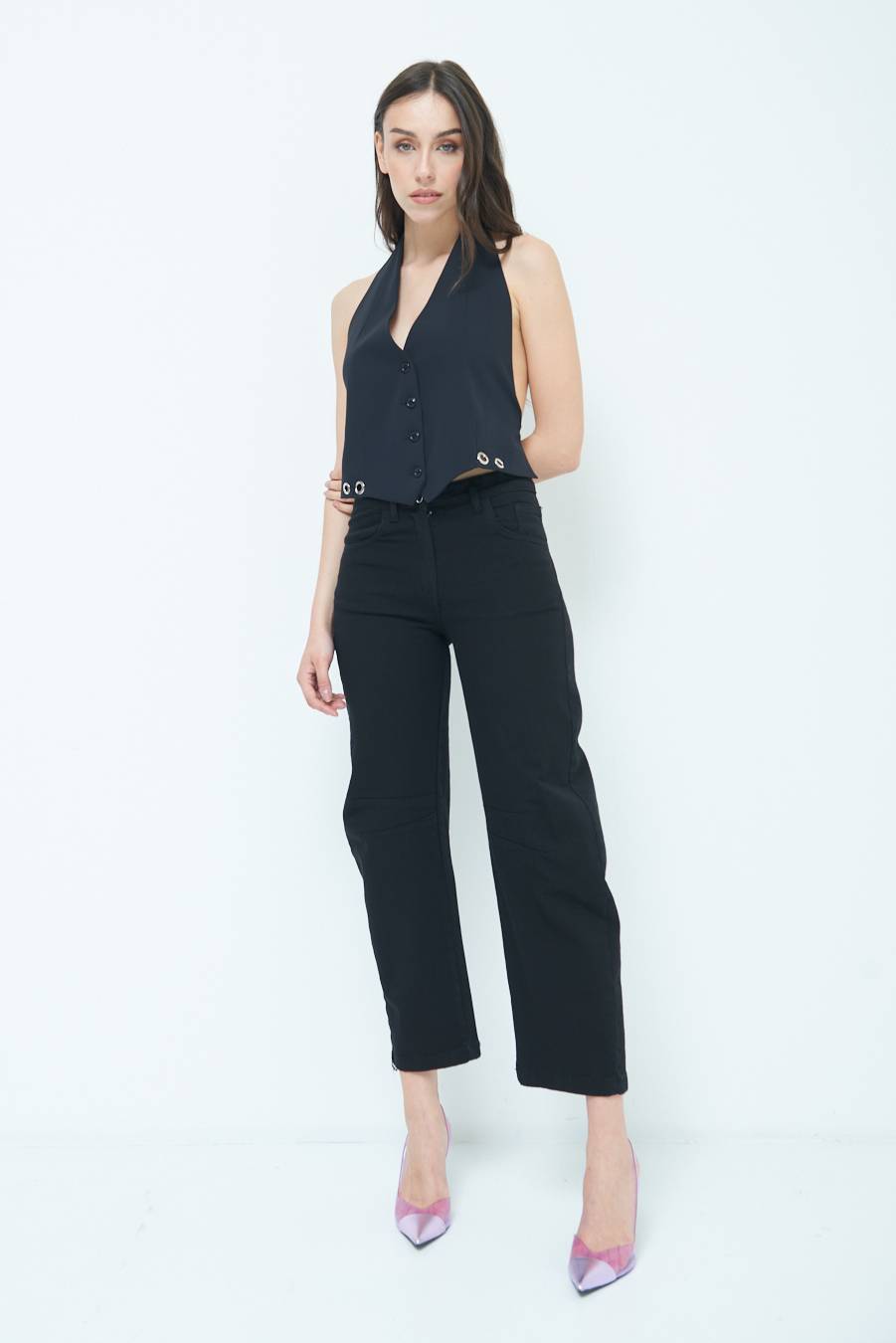Kikisix PANTALONE LINEA UOVO NERO Spedizione Gratuita