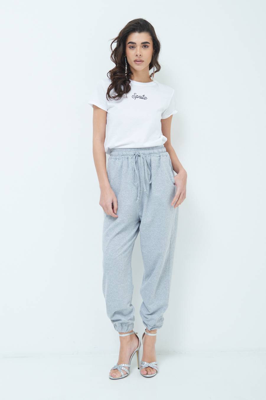 Kikisix PANTALONE TUTA GRIGIO Presa