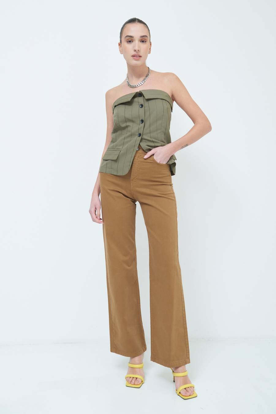 Kikisix PANTALONE PALAZZO BEIGE In Vendita