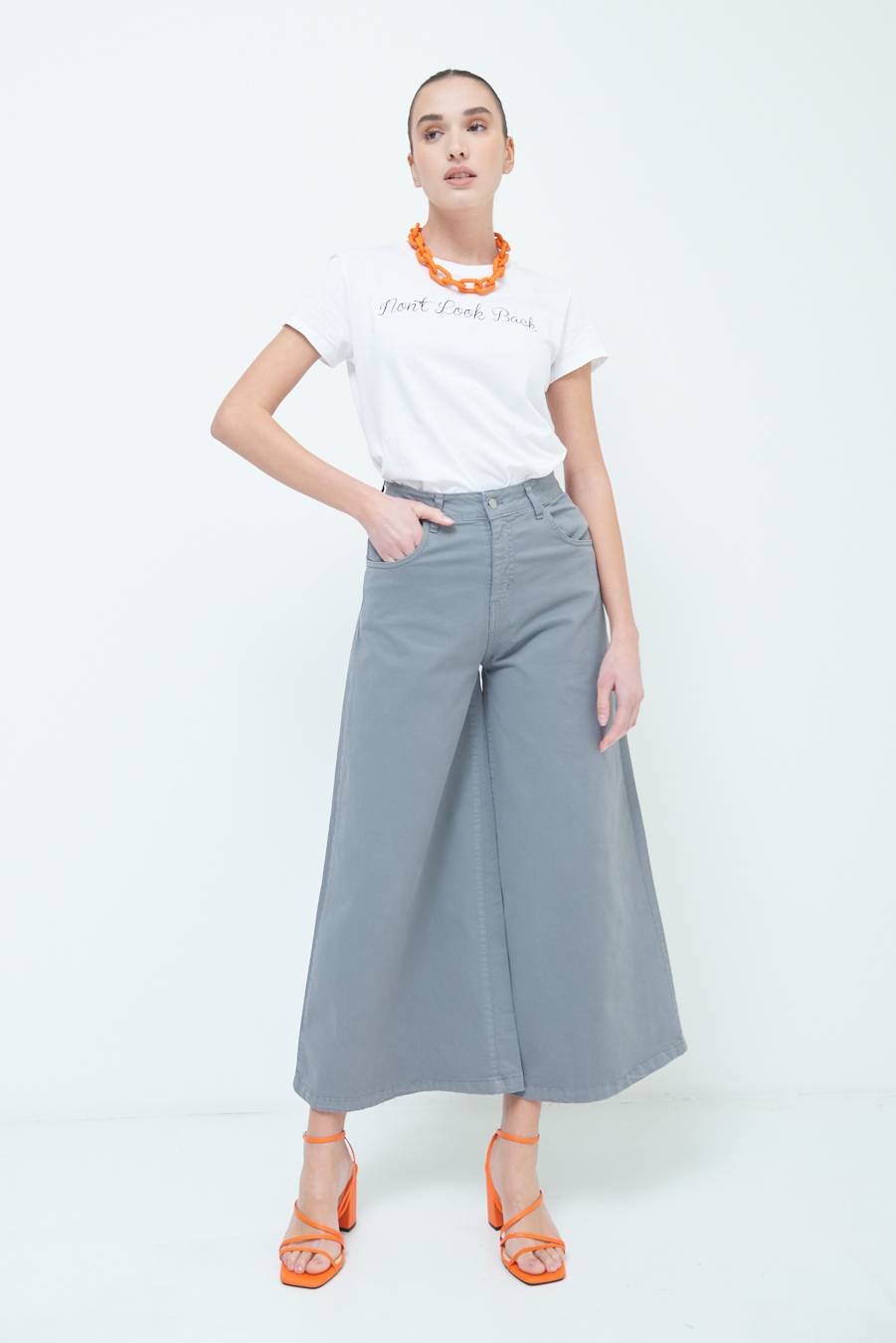 Kikisix PANTALONE/GONNA GABARDINA GRIGIO Saldi
