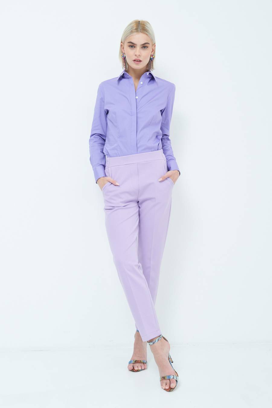 Kikisix PANTALONE SIGARETTA LILLA Vendita Calda