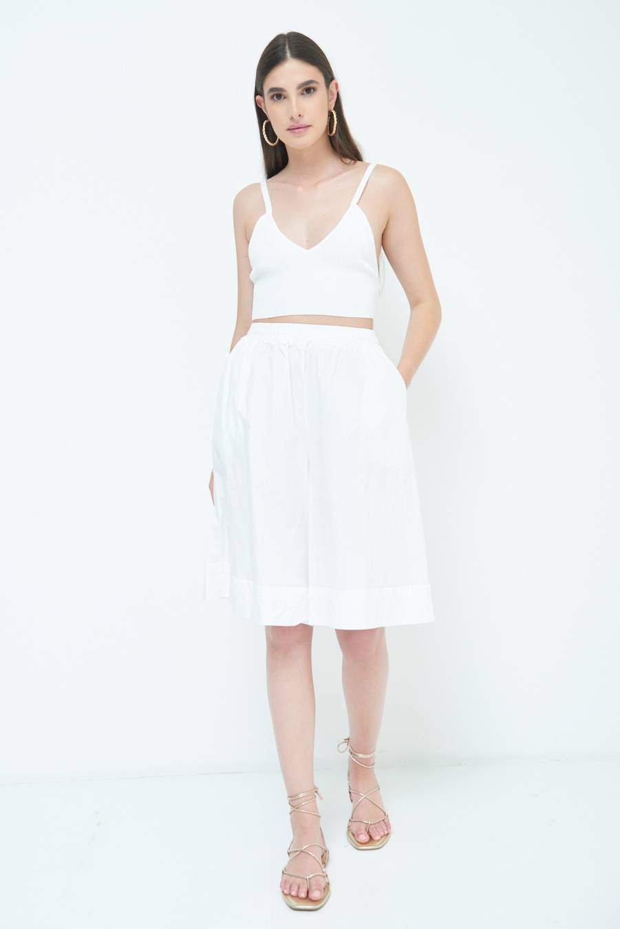 Kikisix PANTALONE CROP CON RISVOLTO BURRO In Saldo