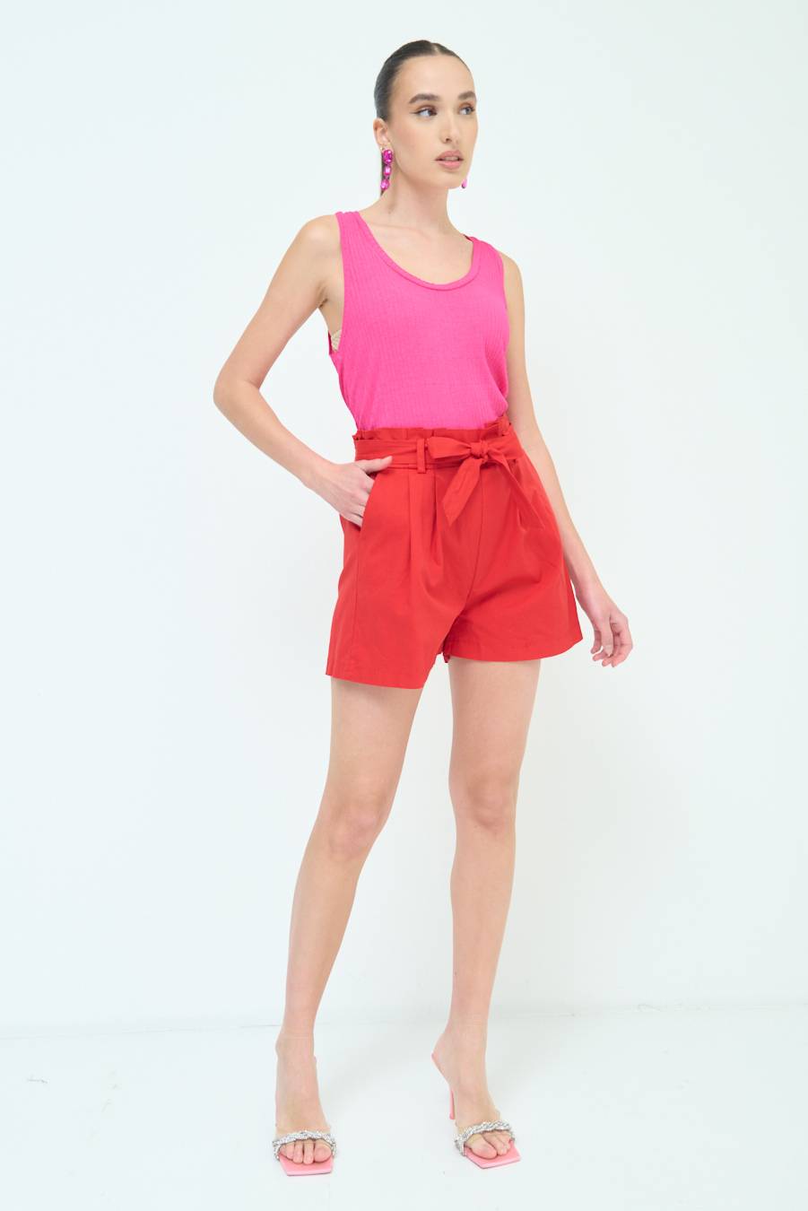Kikisix SHORT CON CINTURA FASCIA ROSSO 2025